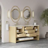 Marigot 72" Double Vanity, Sunwashed Oak, w/ 3 CM Siberian Silestone Top w/FreePower Wireless Charger