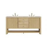 Marigot 72" Double Vanity, Sunwashed Oak, w/ 3 CM Tajnar Eclos Top w/FreePower Wireless Charger