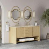Marigot 72" Double Vanity, Sunwashed Oak, w/ 3 CM Tajnar Eclos Top w/FreePower Wireless Charger