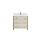 Celeste 36" Single Vanity, Sunwashed Oak with Embossed Shagreen w/ Single Hole 3 CM White Zeus Silestone Top & Backsplash