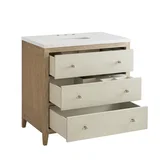 Celeste 36" Single Vanity, Sunwashed Oak with Embossed Shagreen w/ Single Hole 3 CM White Zeus Silestone Top & Backsplash