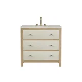 Celeste 36" Single Vanity, Sunwashed Oak with Embossed Shagreen, w/ 3 CM Siberian Silestone Top