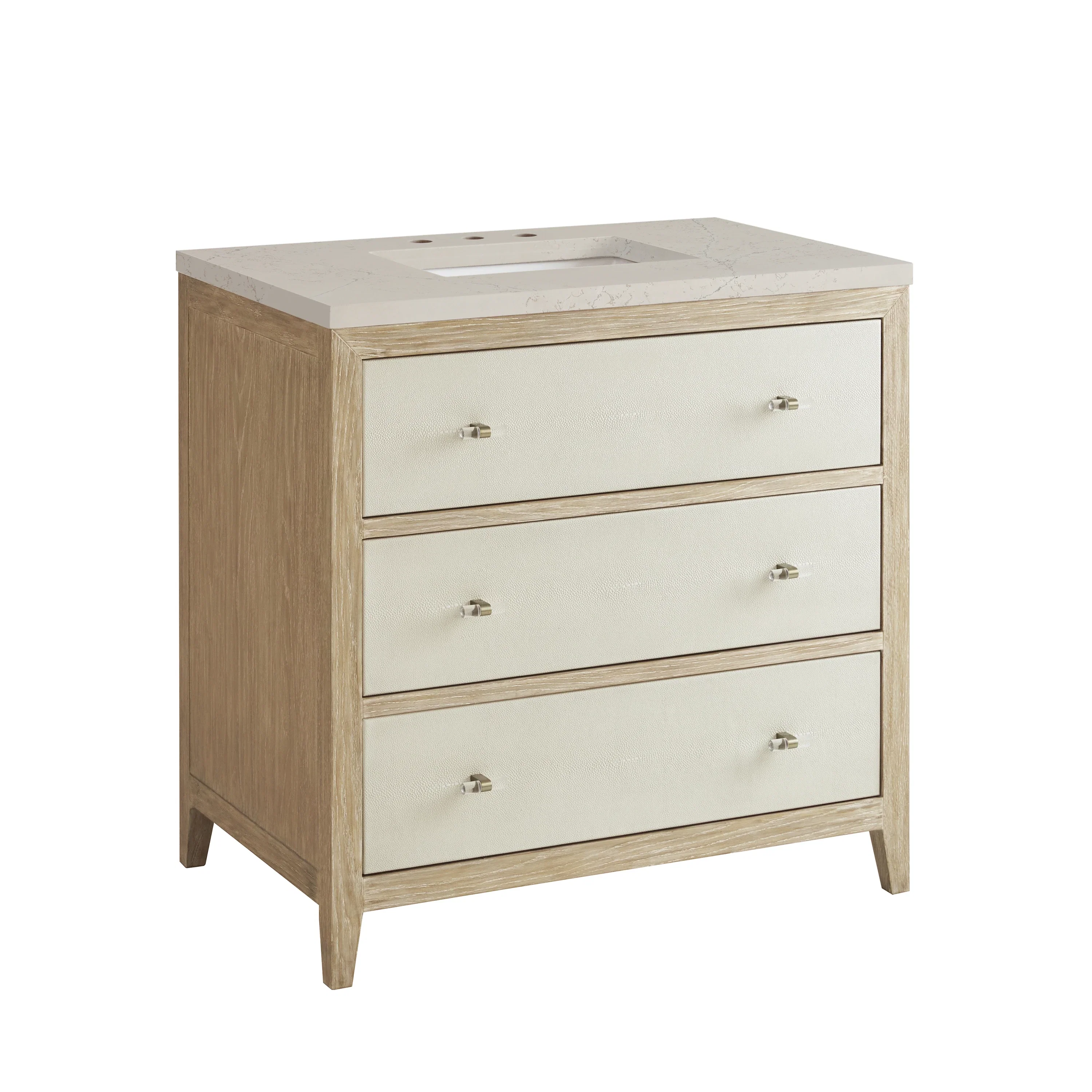 Celeste 36" Single Vanity, Sunwashed Oak with Embossed Shagreen, w/ 3 CM Siberian Silestone Top