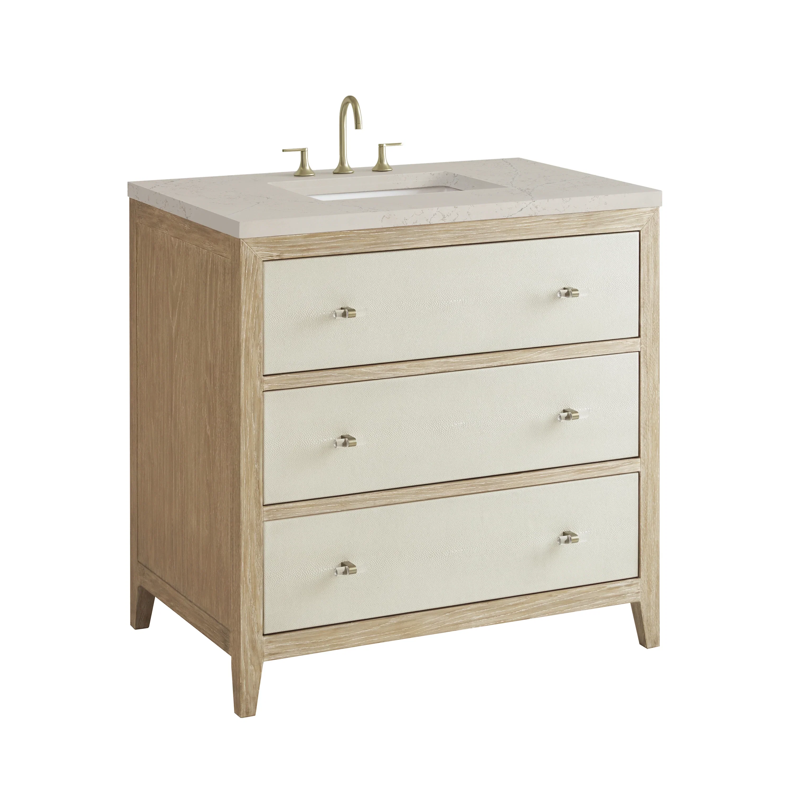 Celeste 36" Single Vanity, Sunwashed Oak with Embossed Shagreen, w/ 3 CM Siberian Silestone Top