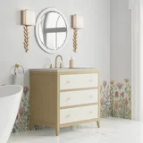 Celeste 36" Single Vanity, Sunwashed Oak with Embossed Shagreen, w/ 3 CM Siberian Silestone Top