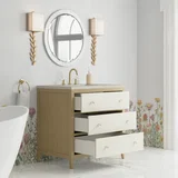 Celeste 36" Single Vanity, Sunwashed Oak with Embossed Shagreen, w/ 3 CM Siberian Silestone Top