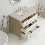 Celeste 36" Single Vanity, Sunwashed Oak with Embossed Shagreen, w/ 3 CM Siberian Silestone Top
