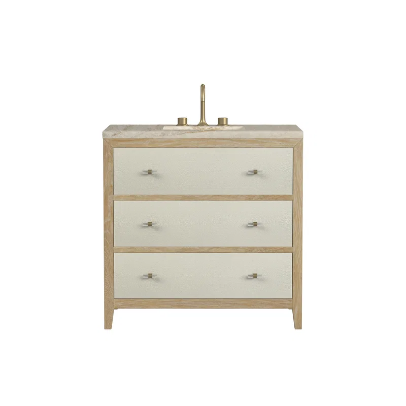 Celeste 36" Single Vanity, Sunwashed Oak with Embossed Shagreen, w/ 3 CM Tajnar Eclos Top