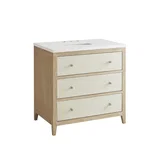 Celeste 36" Single Vanity, Sunwashed Oak with Embossed Shagreen w/ 3 CM White Zeus Silestone Top