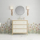 Celeste 36" Single Vanity, Sunwashed Oak with Embossed Shagreen w/ 3 CM White Zeus Silestone Top