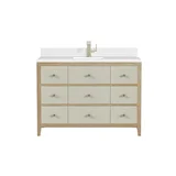 Celeste 48" Single Vanity, Sunwashed Oak with Embossed Shagreen w/ Single Hole 3 CM White Zeus Silestone Top & Backsplash