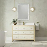 Celeste 48" Single Vanity, Sunwashed Oak with Embossed Shagreen w/ Single Hole 3 CM White Zeus Silestone Top & Backsplash