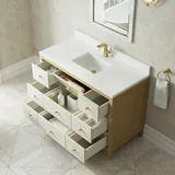 Celeste 48" Single Vanity, Sunwashed Oak with Embossed Shagreen w/ Single Hole 3 CM White Zeus Silestone Top & Backsplash