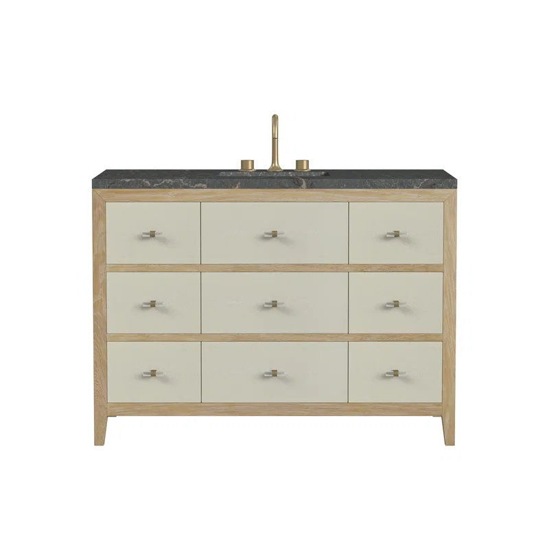 Celeste 48" Single Vanity, Sunwashed Oak with Embossed Shagreen w/ 3 CM Parisien Bleu Silestone Top