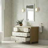 Celeste 48" Single Vanity, Sunwashed Oak with Embossed Shagreen, w/ 3 CM Siberian Silestone Top