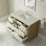 Celeste 48" Single Vanity, Sunwashed Oak with Embossed Shagreen, w/ 3 CM Siberian Silestone Top