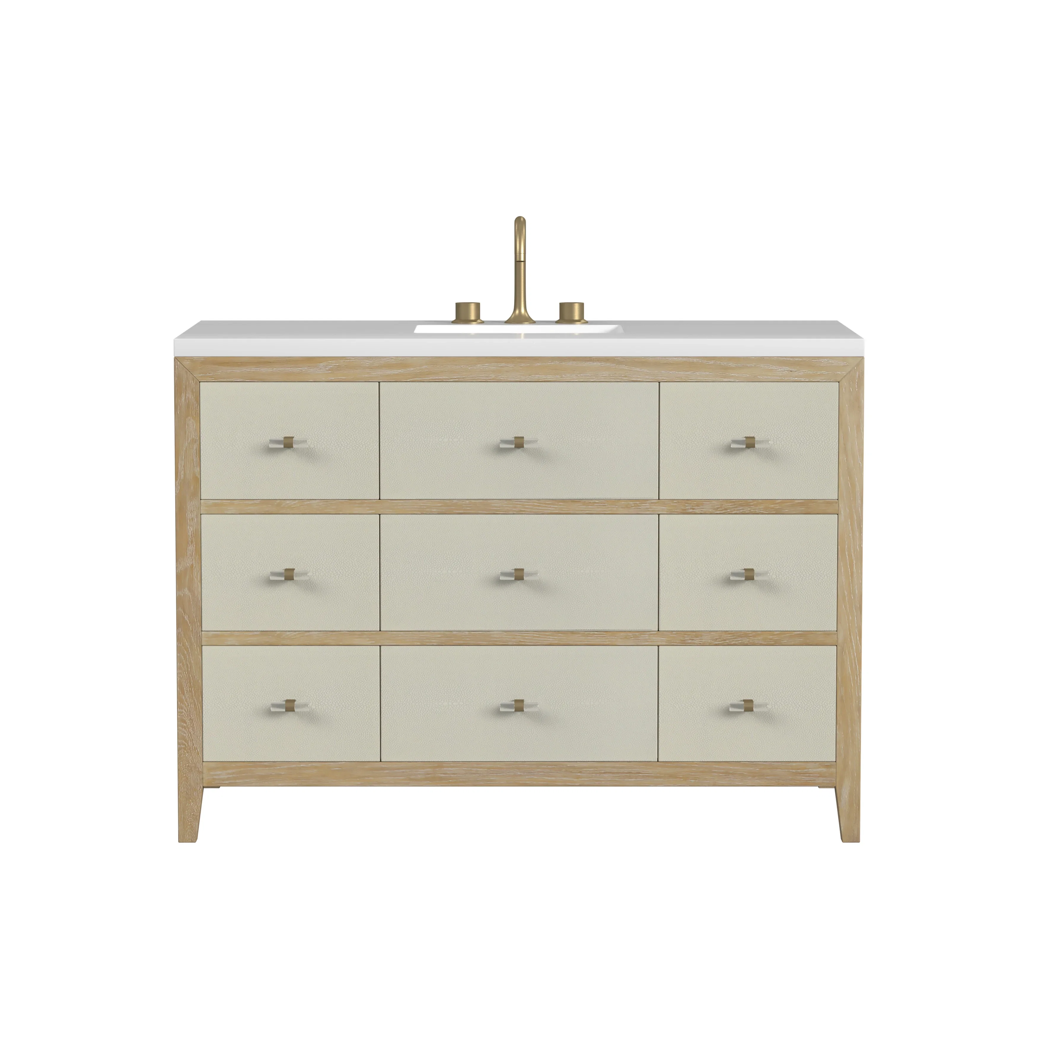Celeste 48" Single Vanity, Sunwashed Oak with Embossed Shagreen w/ 3 CM White Zeus Silestone Top