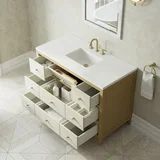 Celeste 48" Single Vanity, Sunwashed Oak with Embossed Shagreen w/ 3 CM White Zeus Silestone Top