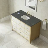Celeste 48" Single Vanity, Sunwashed Oak with Embossed Shagreen w/ 3 CM Parisien Bleu Silestone Top w/ FreePower Wireless Charger