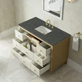 Celeste 48" Single Vanity, Sunwashed Oak with Embossed Shagreen w/ 3 CM Parisien Bleu Silestone Top w/ FreePower Wireless Charger