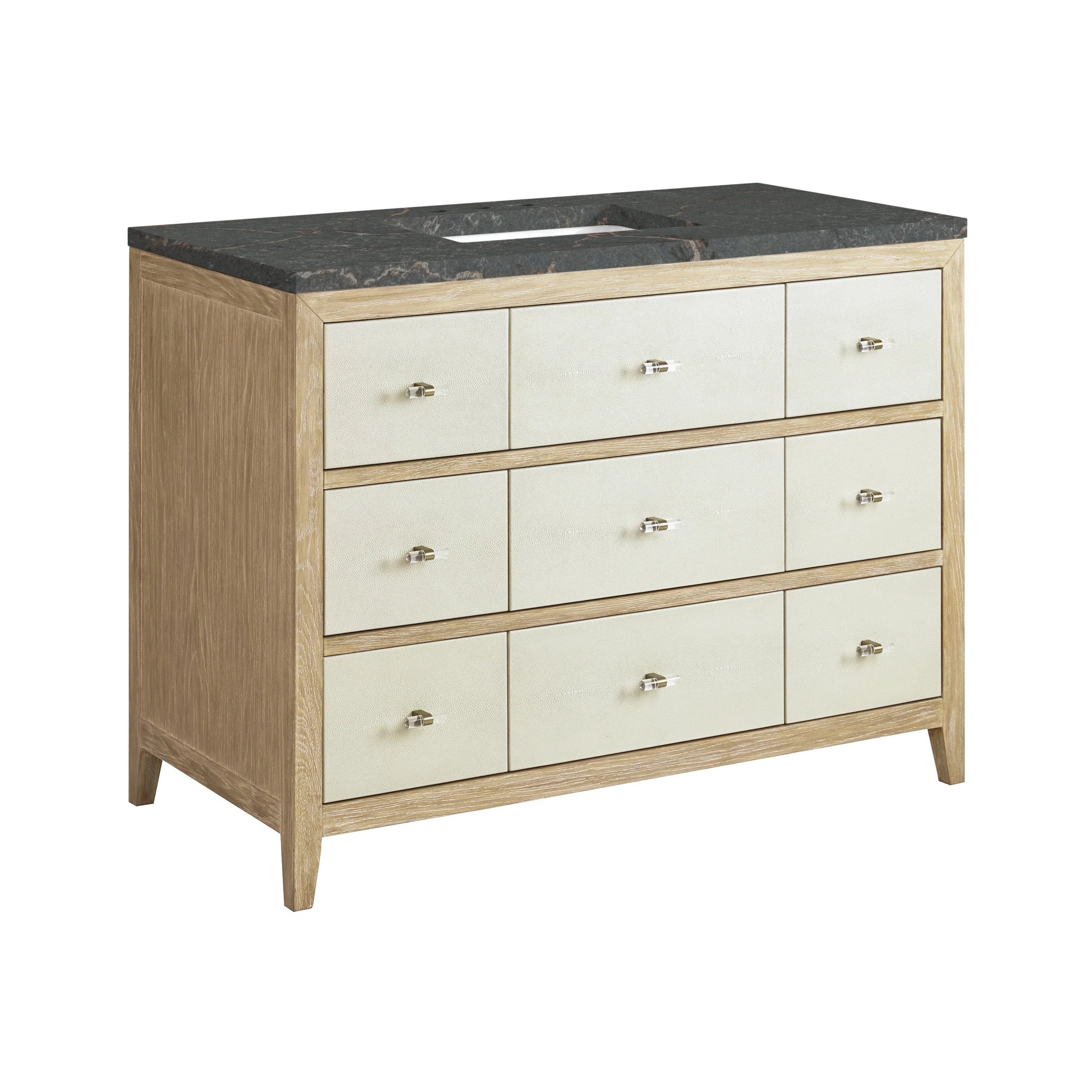 Celeste 48" Single Vanity, Sunwashed Oak with Embossed Shagreen w/ 3 CM Parisien Bleu Silestone Top w/ FreePower Wireless Charger