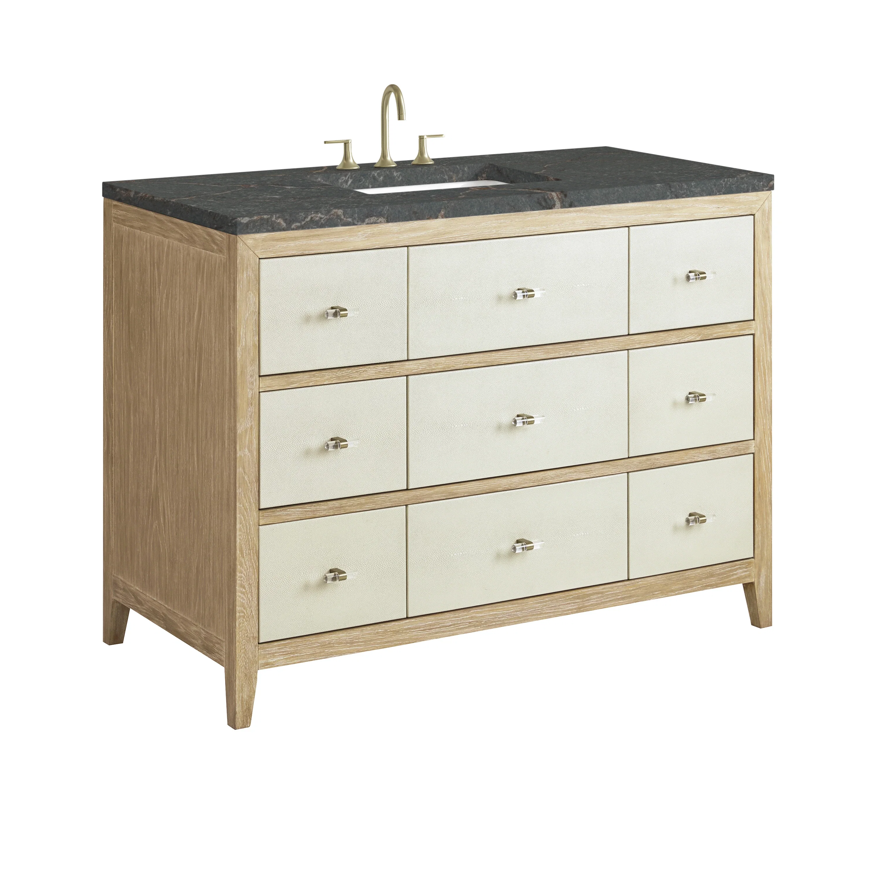 Celeste 48" Single Vanity, Sunwashed Oak with Embossed Shagreen w/ 3 CM Parisien Bleu Silestone Top w/ FreePower Wireless Charger