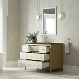 Celeste 48" Single Vanity, Sunwashed Oak with Embossed Shagreen w/ 3 CM Parisien Bleu Silestone Top w/ FreePower Wireless Charger