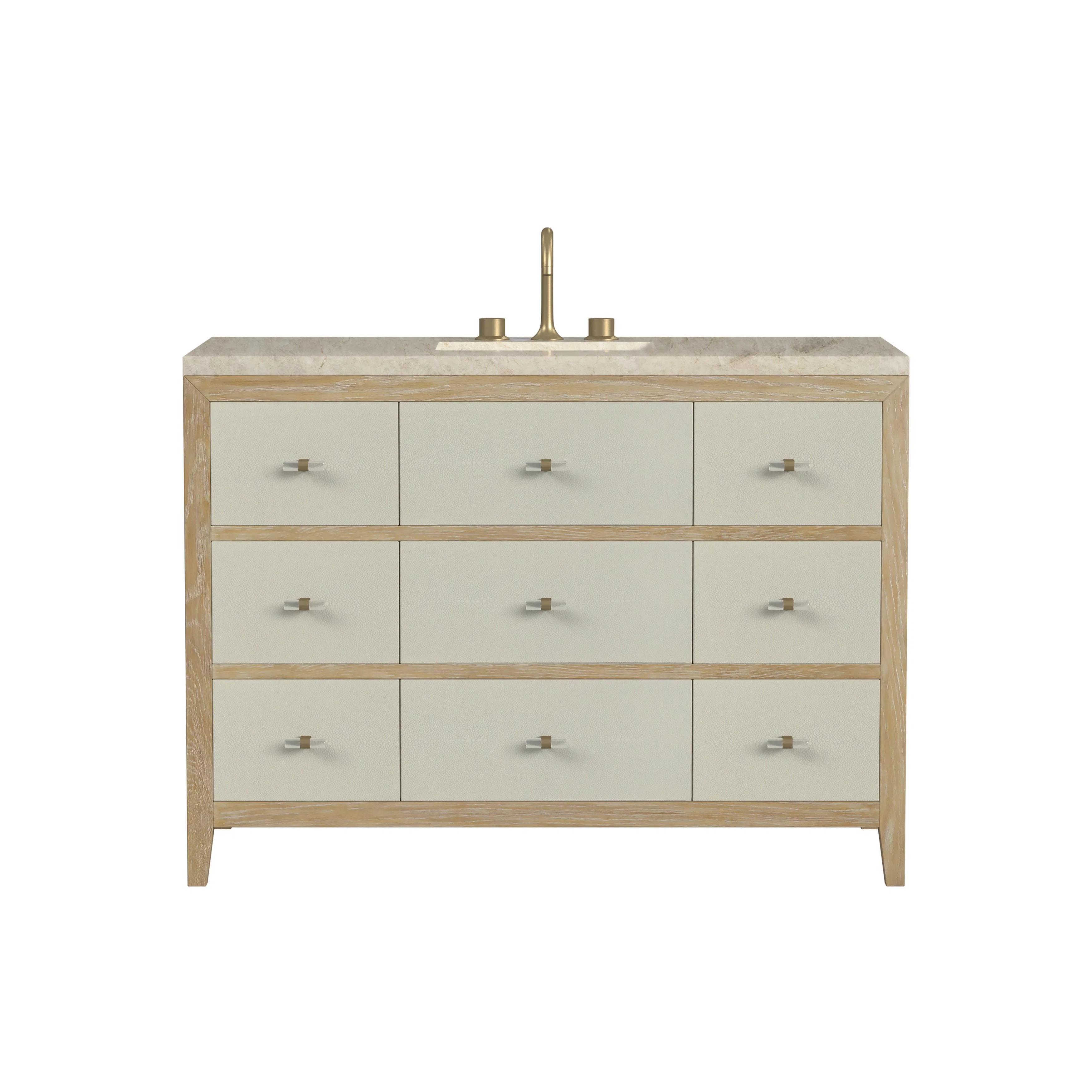 Celeste 48" Single Vanity, Sunwashed Oak with Embossed Shagreen, w/ 3 CM Tajnar Eclos Top w/FreePower Wireless Charger