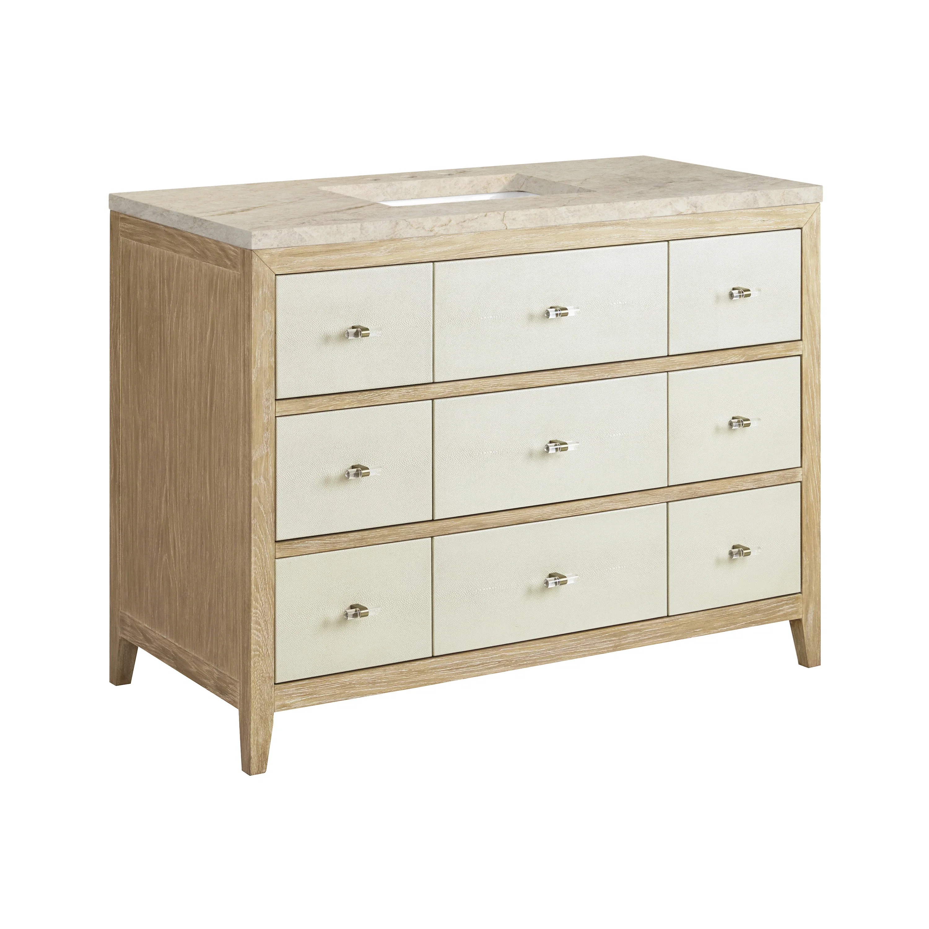 Celeste 48" Single Vanity, Sunwashed Oak with Embossed Shagreen, w/ 3 CM Tajnar Eclos Top w/FreePower Wireless Charger