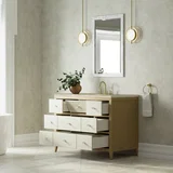 Celeste 48" Single Vanity, Sunwashed Oak with Embossed Shagreen, w/ 3 CM Tajnar Eclos Top w/FreePower Wireless Charger