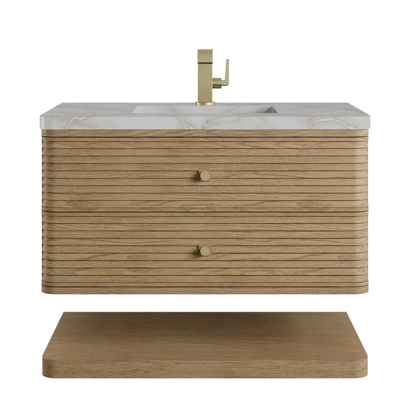 Allamari 36" Single Vanity, Dune Mist w/ Single Hole 3 CM Victorian Silver Silestone Top