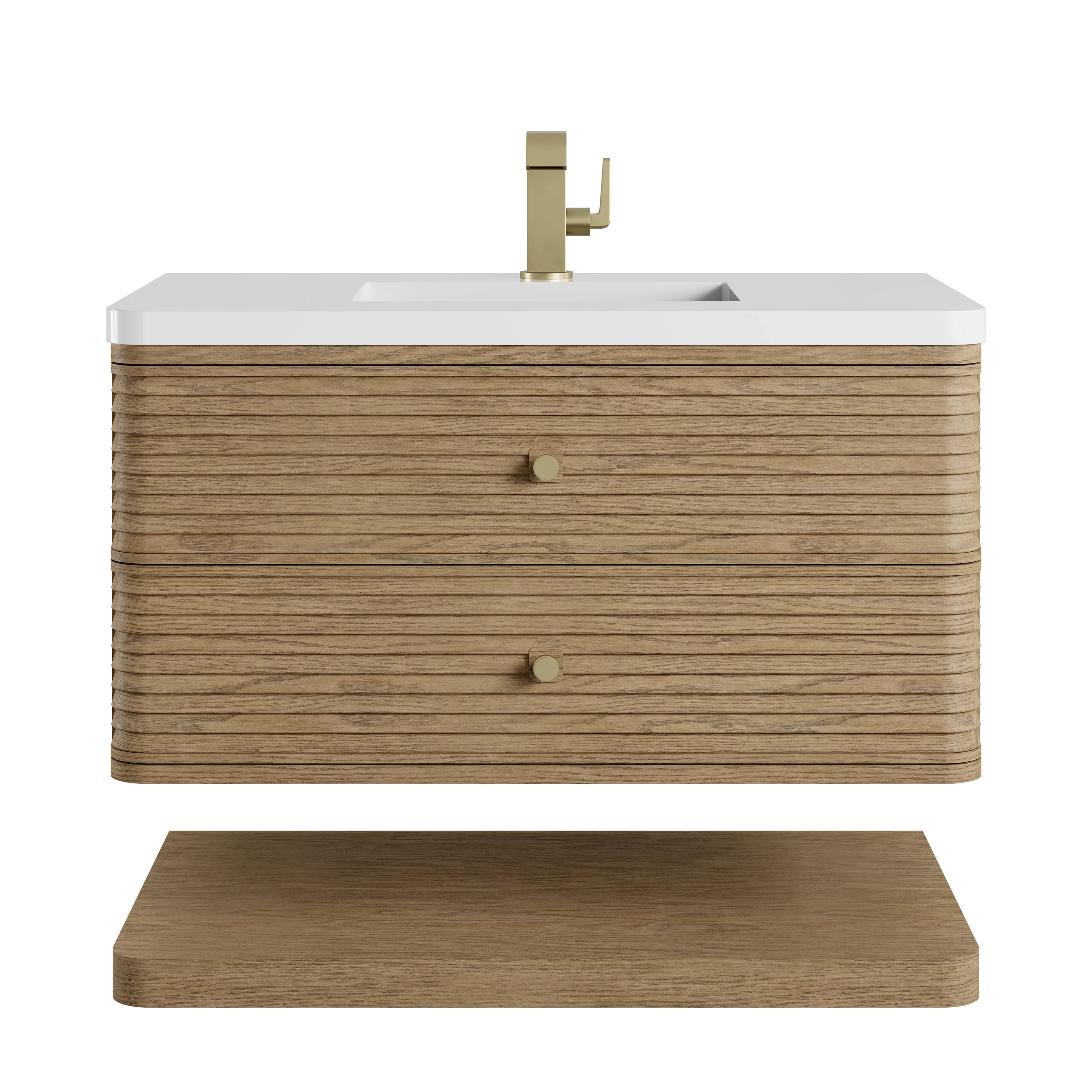 Allamari 36" Single Vanity, Dune Mist w/ Single Hole 3 CM White Zeus Silestone Top