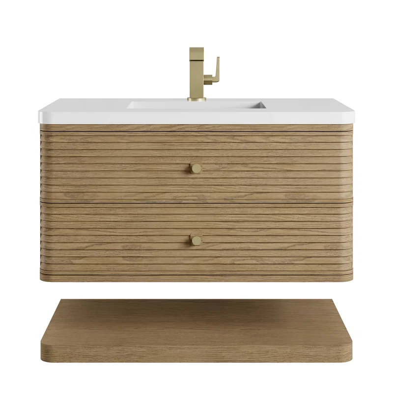 Allamari 36" Single Vanity, Dune Mist w/ Single Hole 3 CM White Zeus Silestone Top