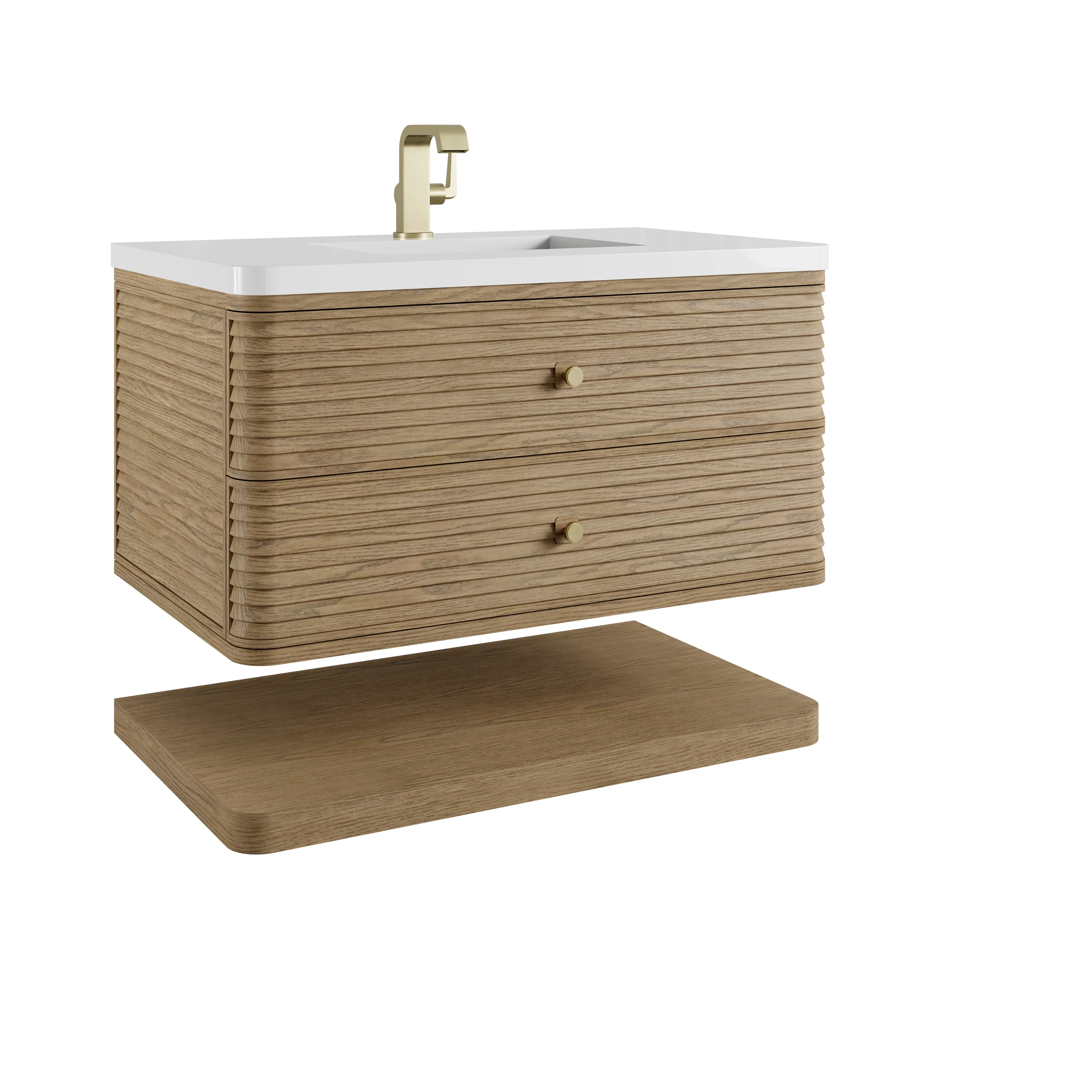Allamari 36" Single Vanity, Dune Mist w/ Single Hole 3 CM White Zeus Silestone Top