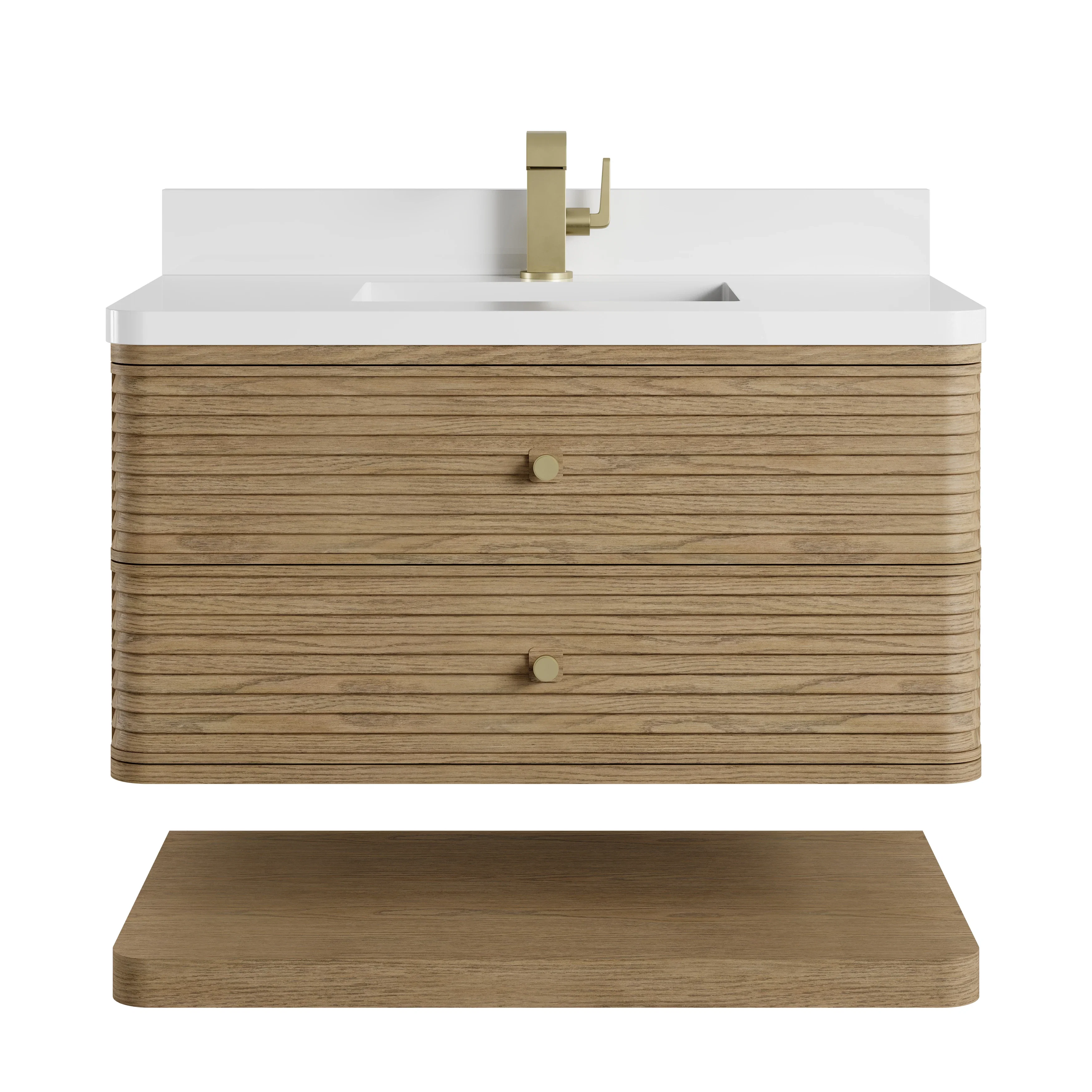 Allamari 36" Single Vanity, Dune Mist w/ Single Hole 3 CM White Zeus Silestone Top