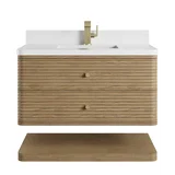 Allamari 36" Single Vanity, Dune Mist w/ Single Hole 3 CM White Zeus Silestone Top