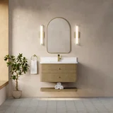 Allamari 36" Single Vanity, Dune Mist w/ Single Hole 3 CM White Zeus Silestone Top
