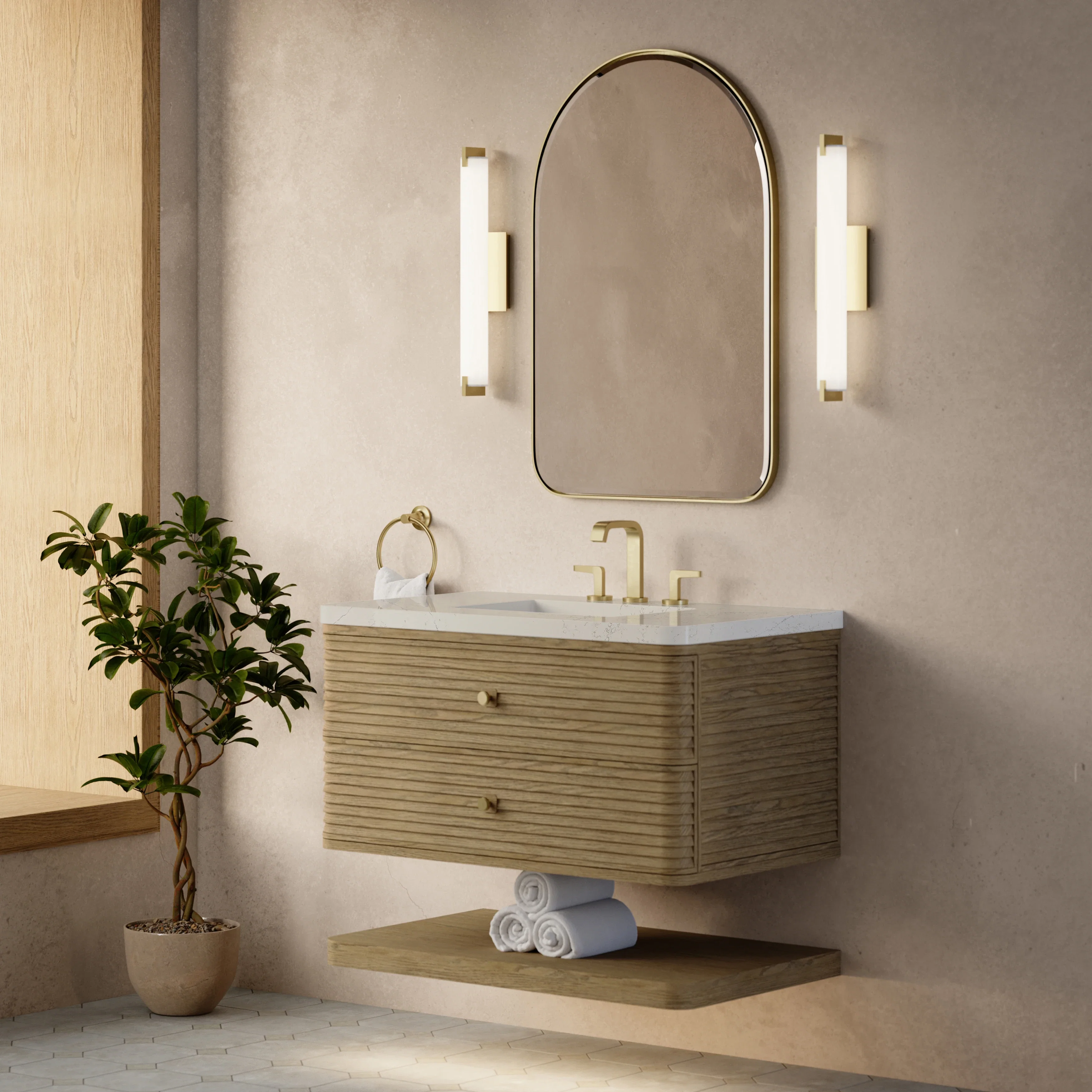 Allamari 36" Single Vanity, Dune Mist w/ 3 CM Siberian Silestone Top