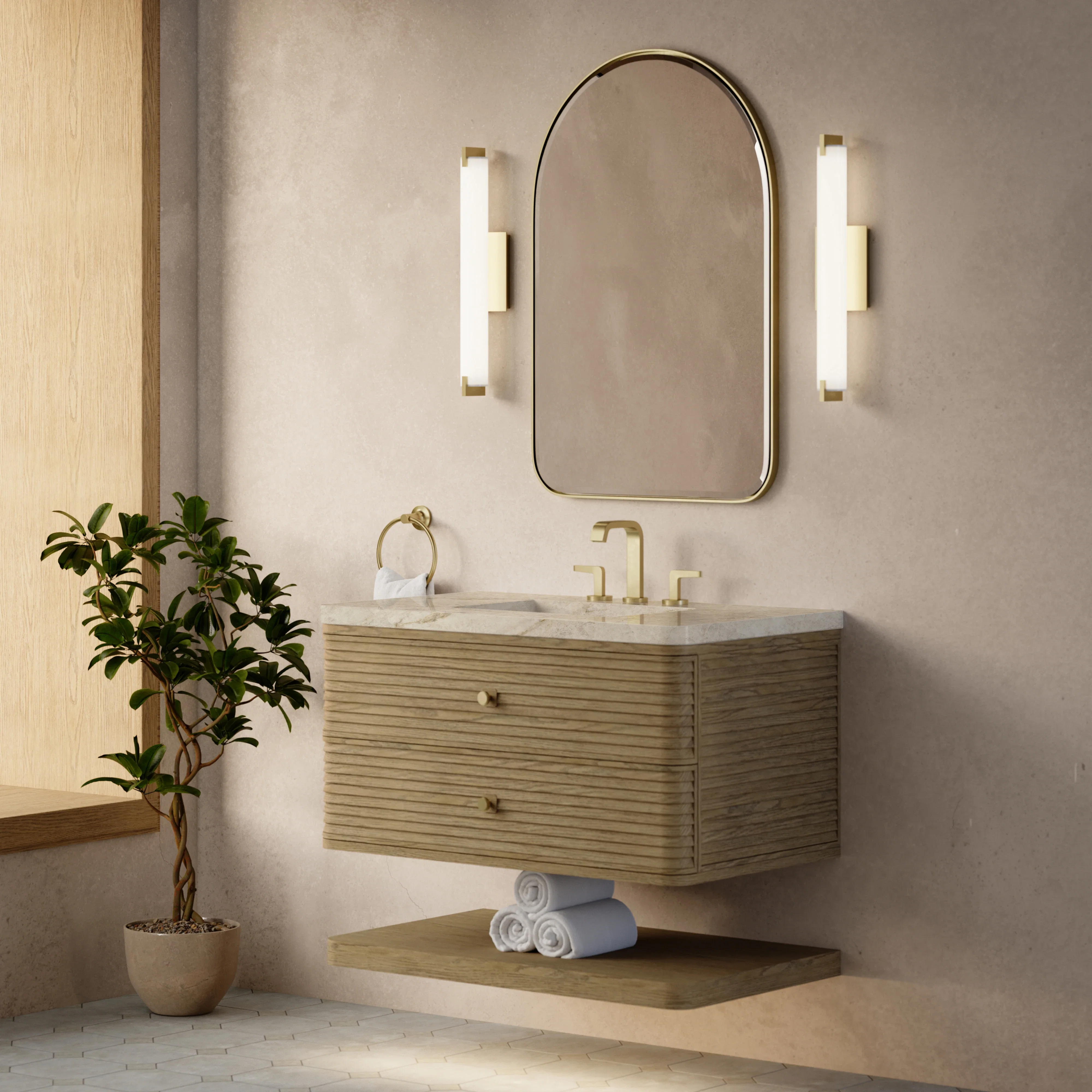 Allamari 36" Single Vanity, Dune Mist w/ 3 CM Tajnar Eclos Top