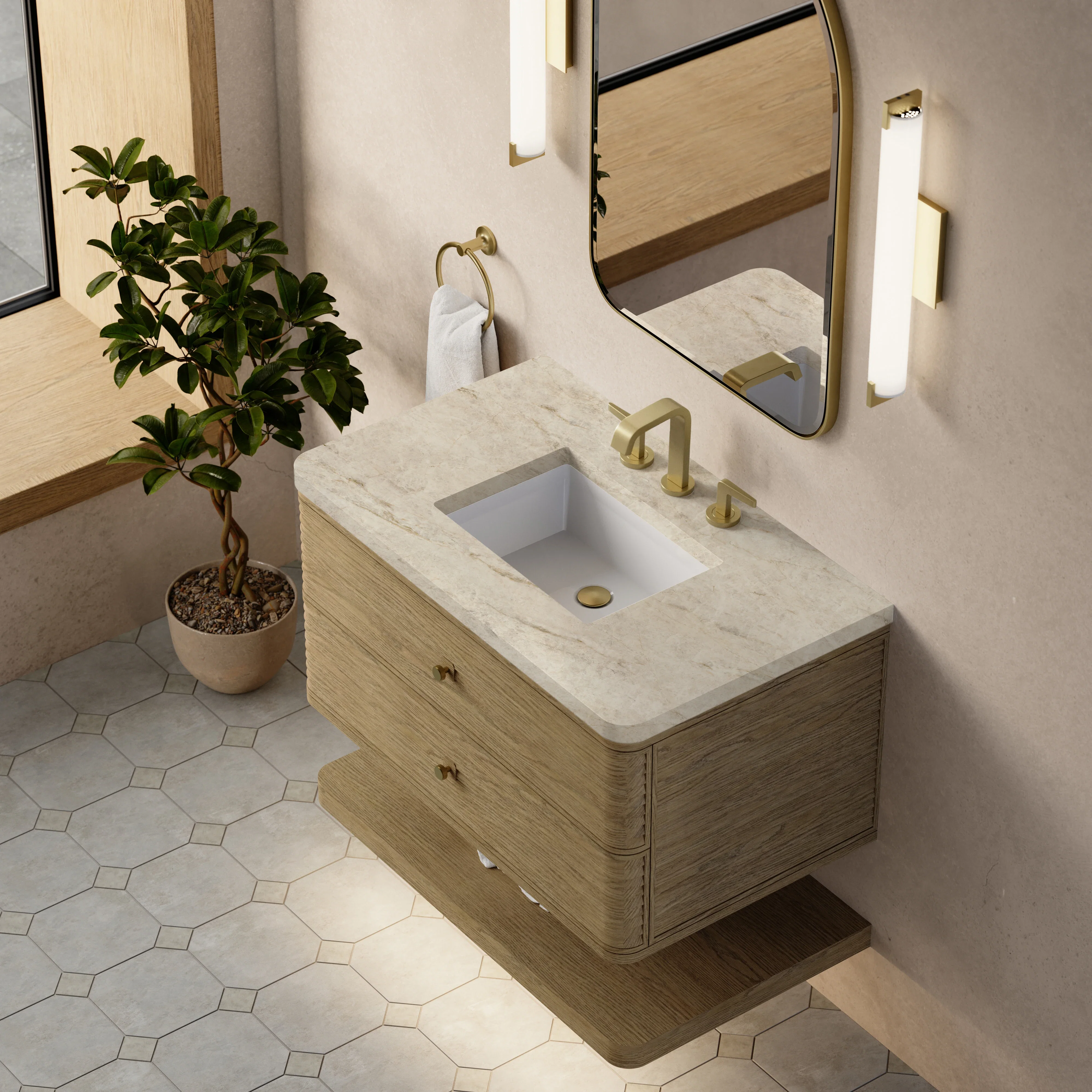 Allamari 36" Single Vanity, Dune Mist w/ 3 CM Tajnar Eclos Top