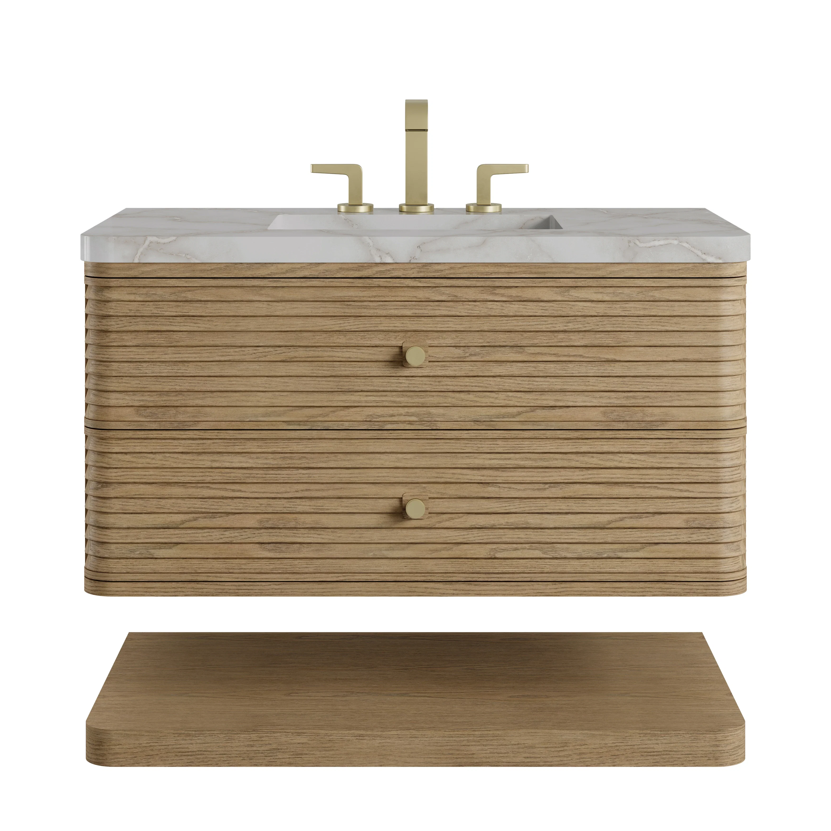 Allamari 36" Single Vanity, Dune Mist w/ 3 CM Victorian Silver Silestone Top