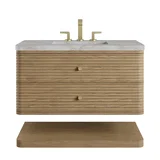 Allamari 36" Single Vanity, Dune Mist w/ 3 CM Victorian Silver Silestone Top