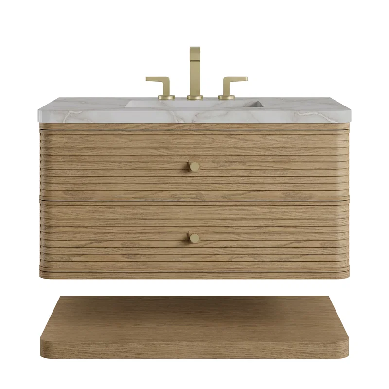 Allamari 36" Single Vanity, Dune Mist w/ 3 CM Victorian Silver Silestone Top