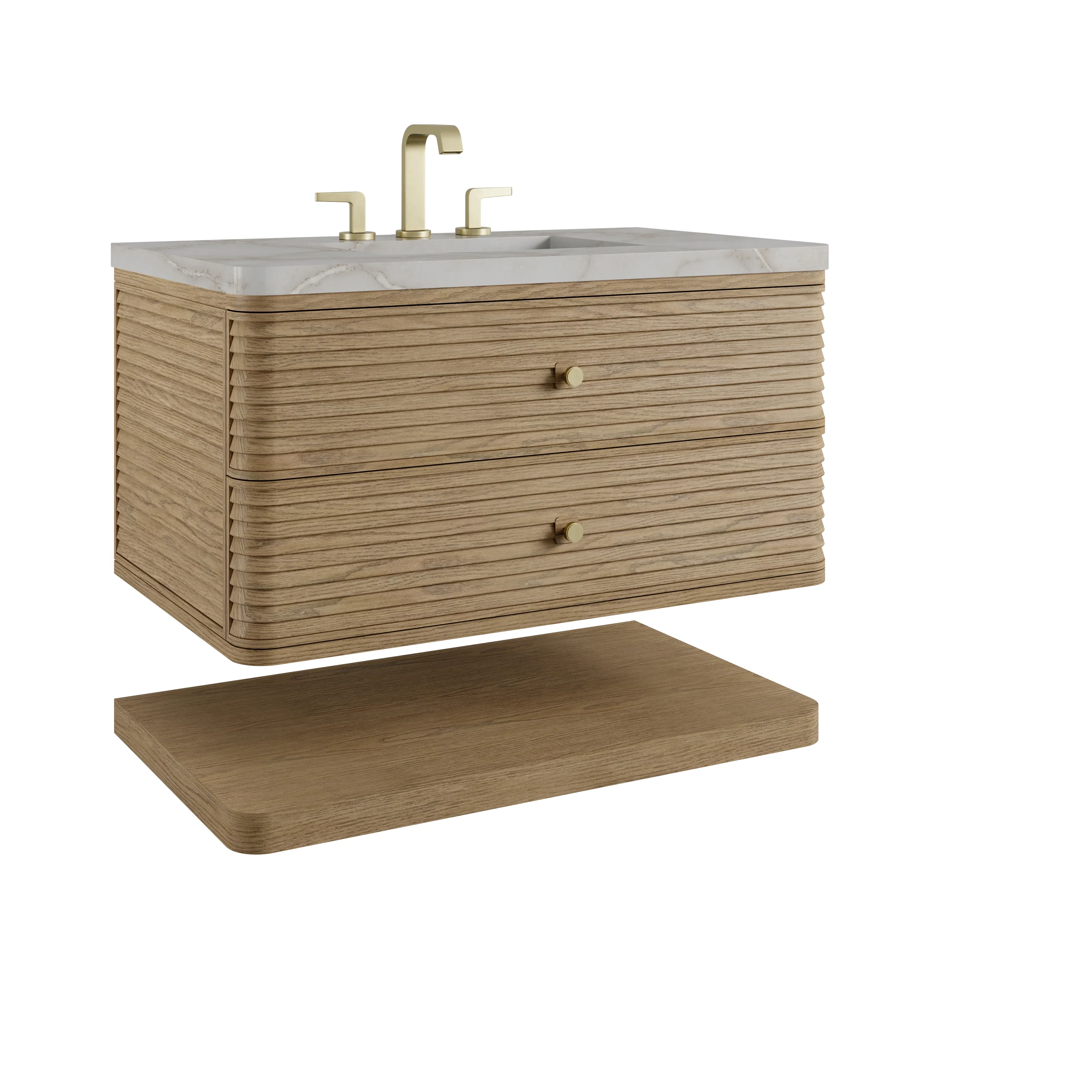 Allamari 36" Single Vanity, Dune Mist w/ 3 CM Victorian Silver Silestone Top