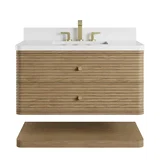 Allamari 36" Single Vanity, Dune Mist w/ 3 CM White Zeus Silestone Top