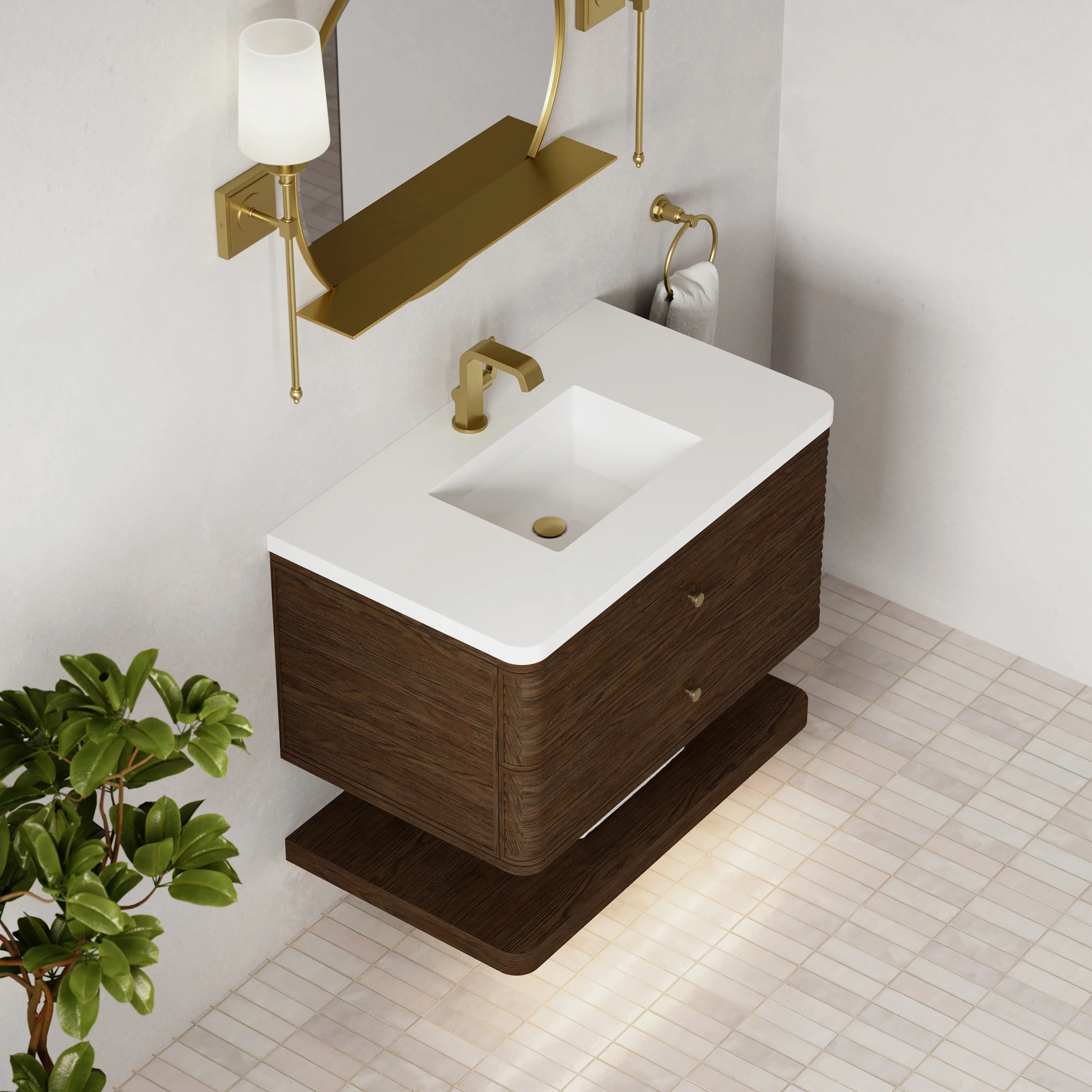 Allamari 36" Single Vanity, Sable w/ Single Hole 3 CM White Zeus Silestone Top