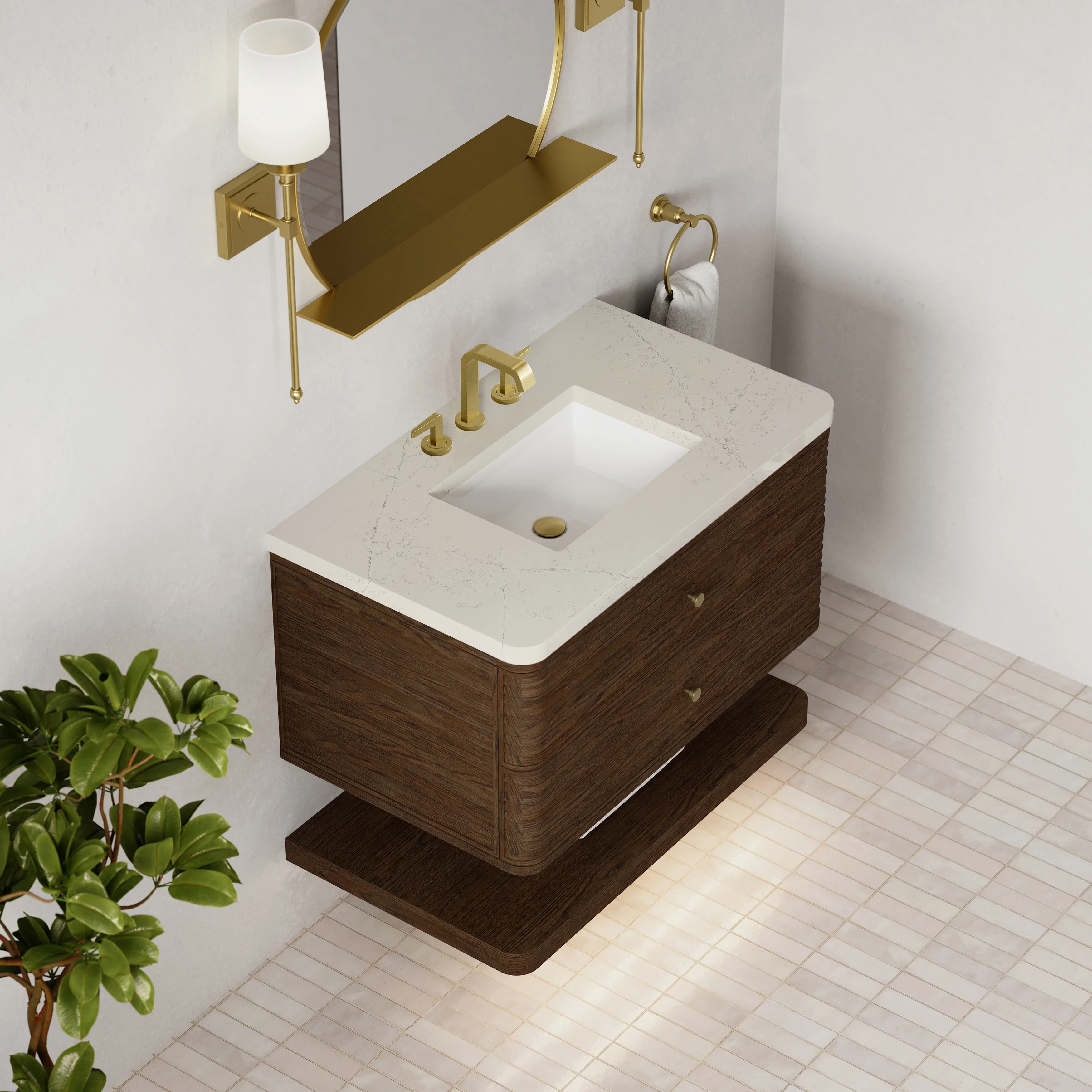Allamari 36" Single Vanity, Sable w/ 3 CM Siberian Silestone Top
