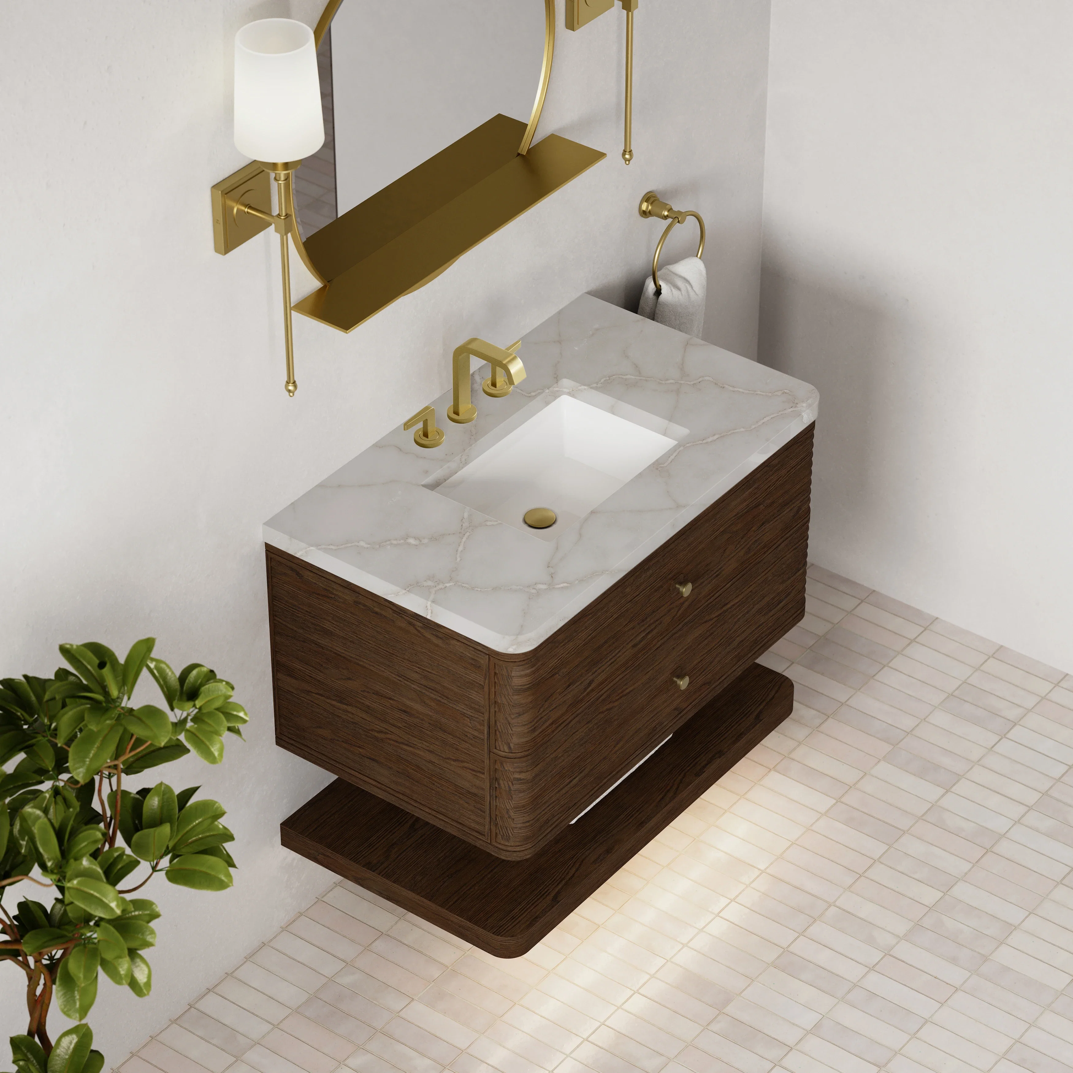 Allamari 36" Single Vanity, Sable w/ 3 CM Victorian Silver Silestone Top
