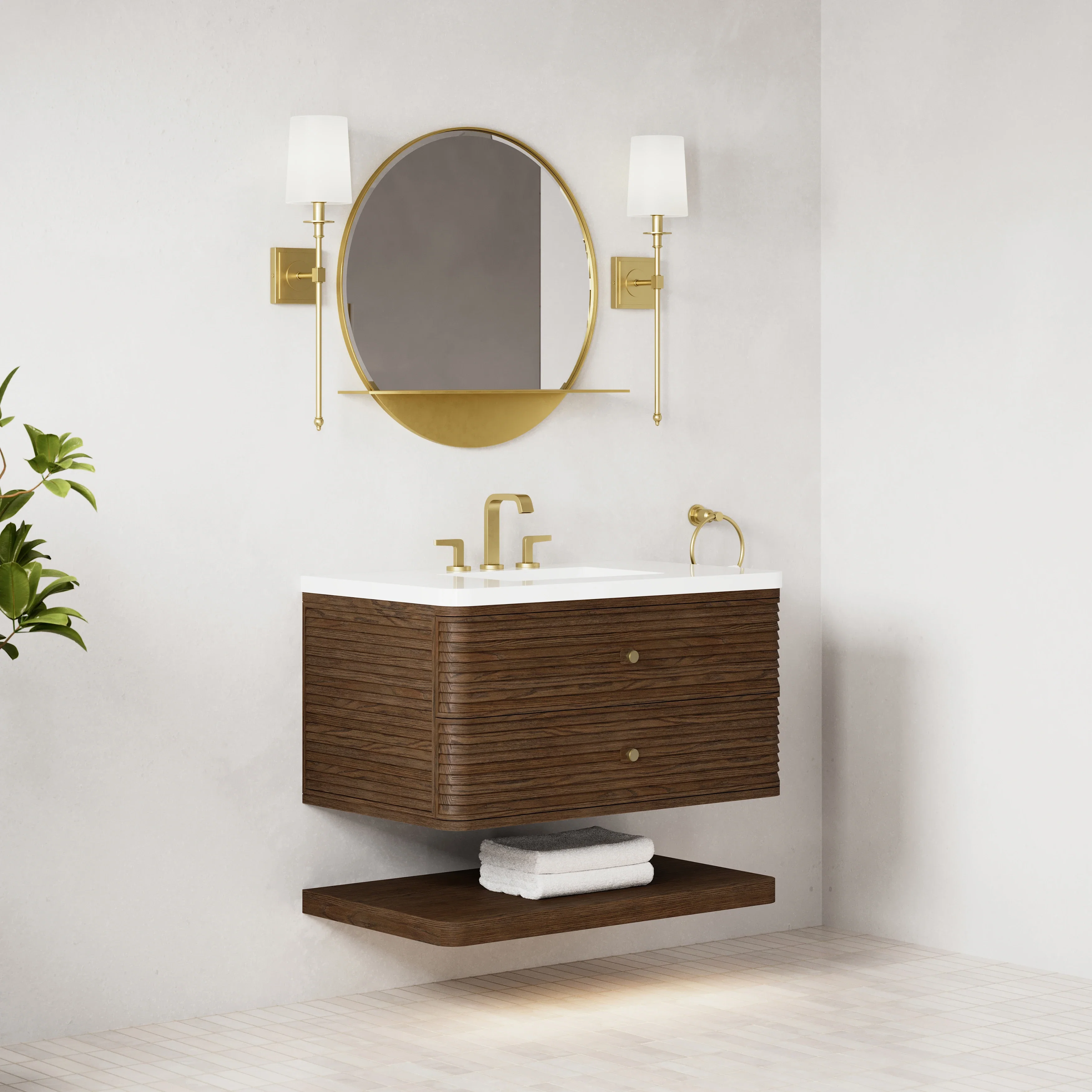 Allamari 36" Single Vanity, Sable w/ 3 CM White Zeus Silestone Top