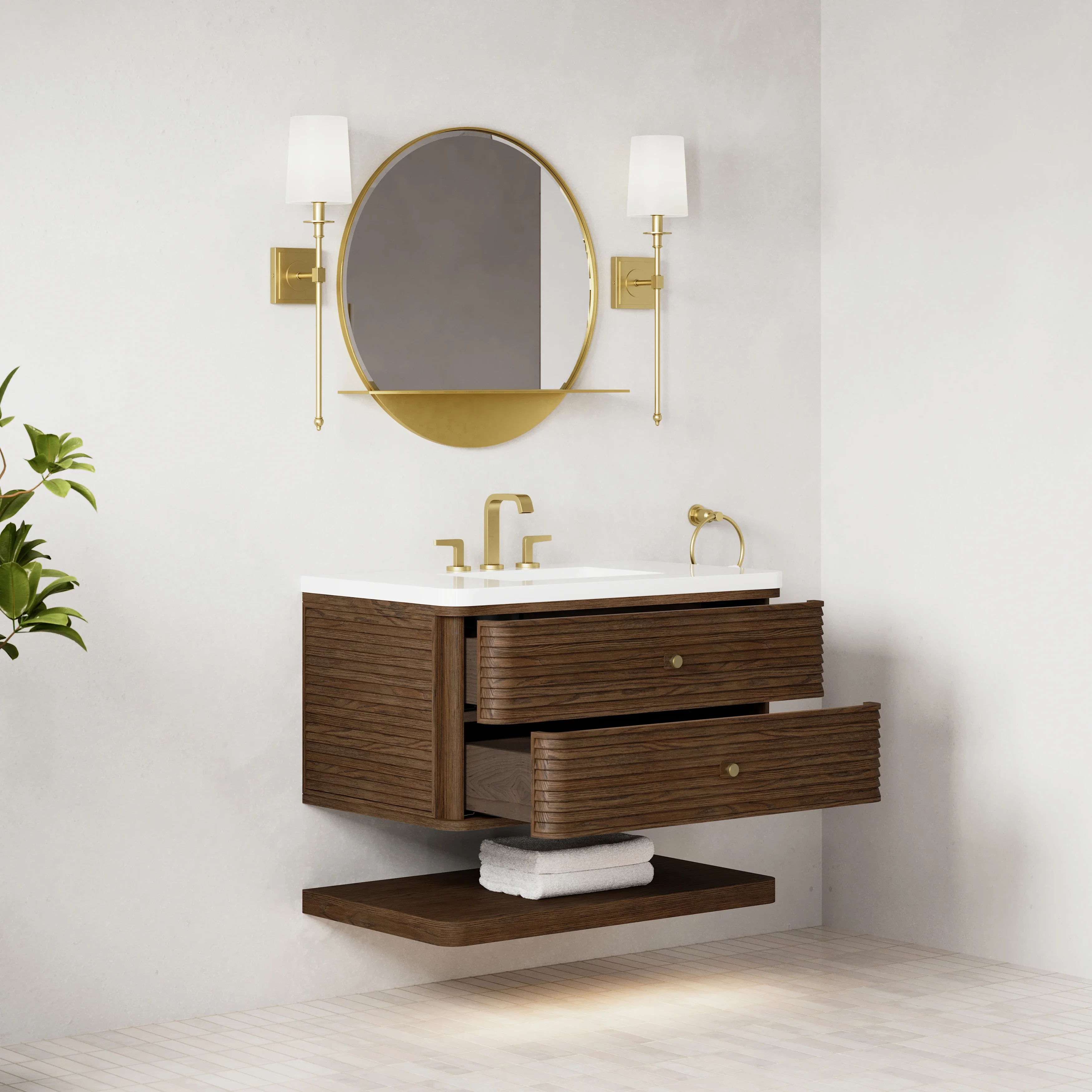 Allamari 36" Single Vanity, Sable w/ 3 CM White Zeus Silestone Top